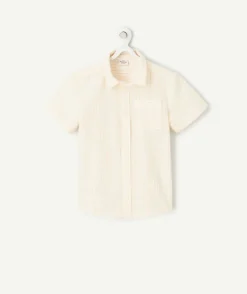 Chemise manches courtes garçon rayée orange