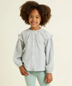 Chemise manches longues fille rayée