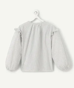 Chemise manches longues fille rayée