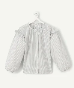 Chemise manches longues fille rayée