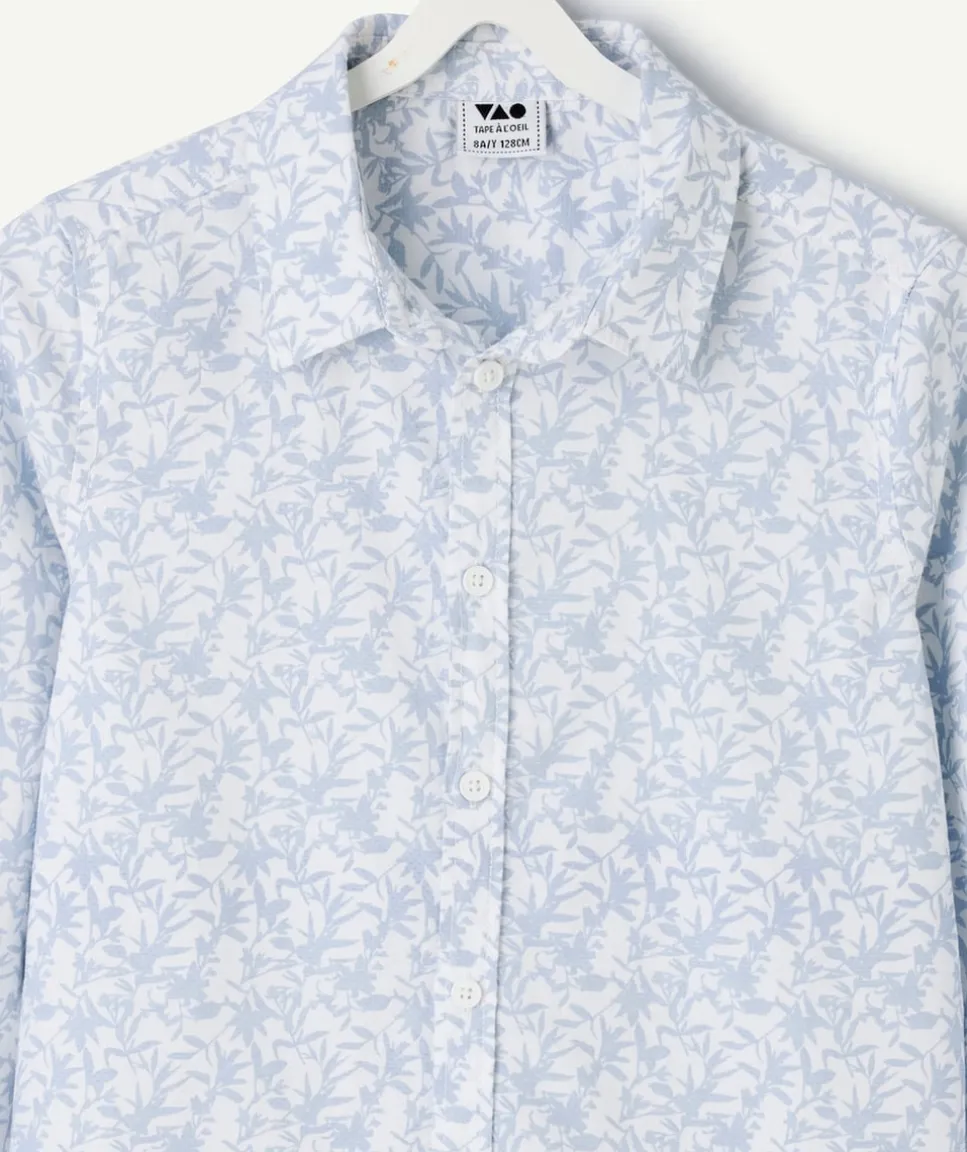 Chemise manches longues garçon imprimé bleu
