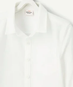 Chemise manches longues garçon en coton bio blanc