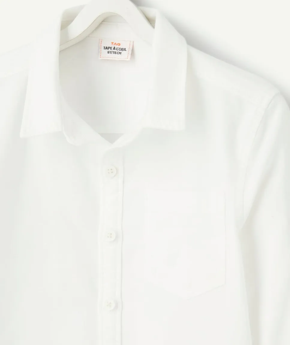 Chemise manches longues garçon en coton bio blanc