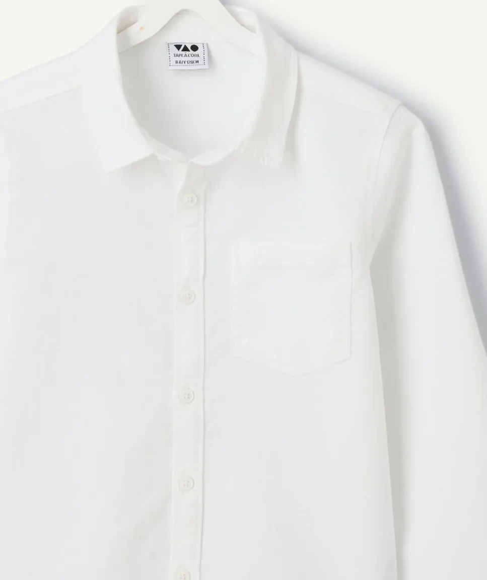 Chemise manches longues garçon en coton bio blanc