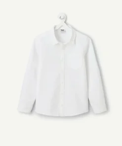 Chemise manches longues garçon en coton bio blanc