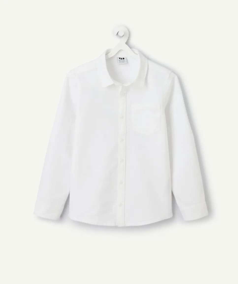 Chemise manches longues garçon en coton bio blanc