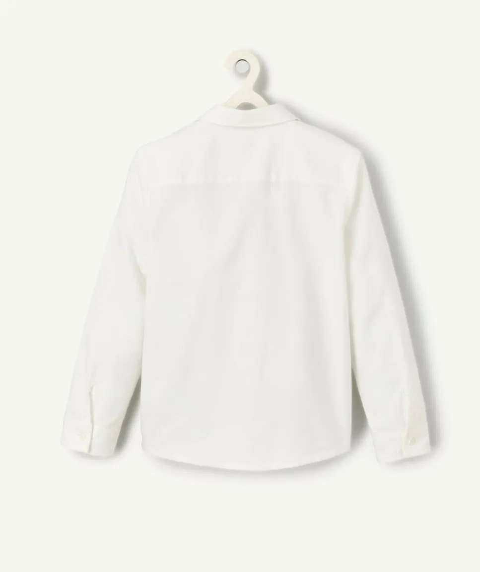 Chemise manches longues garçon en coton bio blanc