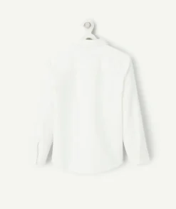 Chemise manches longues garçon en coton bio blanc