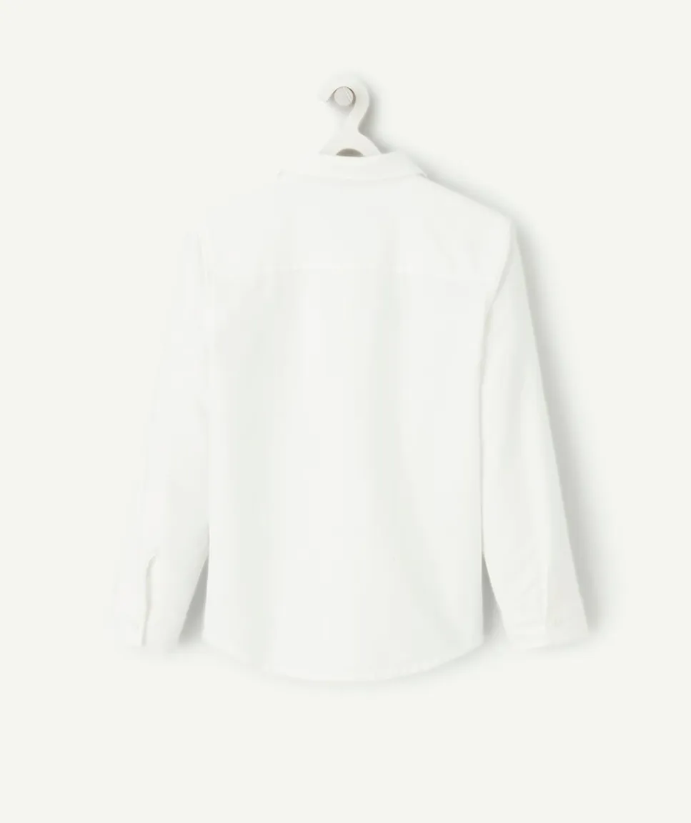 Chemise manches longues garçon en coton bio blanc