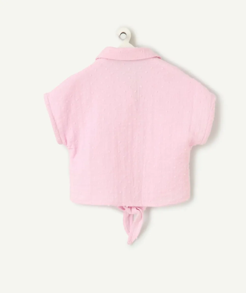 Chemise rose à nouer fille