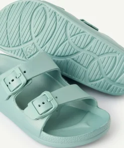 Claquettes turquoise 2 brides pour garçon