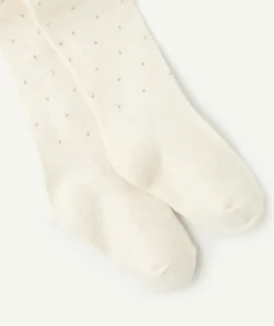 Collant bébé fille écru à petits pois