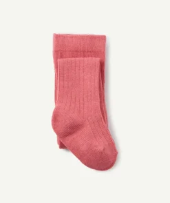 Collant fille en coton rose
