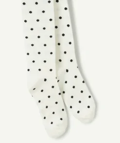 Collants fille blanc imprimé pois