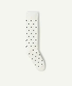 Collants fille blanc imprimé pois