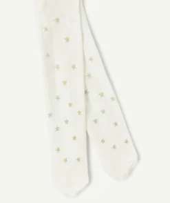 Collants fille blanc étoiles dorées