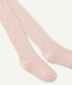 Collants fille en tricot rose pâle