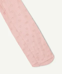 Collants fille rose imprimé cœurs