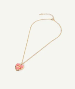 Collier cœur couleur dorée avec couronne