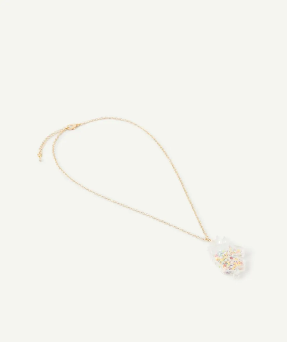 Collier fille couleur dorée avec licorne