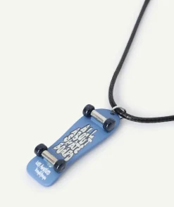 Collier garçon pendentif skate bleu réglable