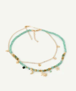 Colliers multi-rangs turquoise
