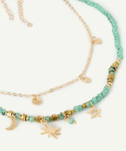 Colliers multi-rangs turquoise