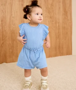 Combinaison bébé fille bleu à volants