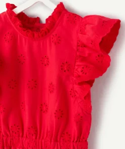 Combinaison bébé fille broderie rouge