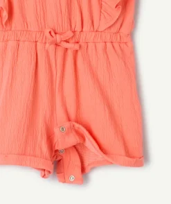 Combinaison bébé fille corail à volants