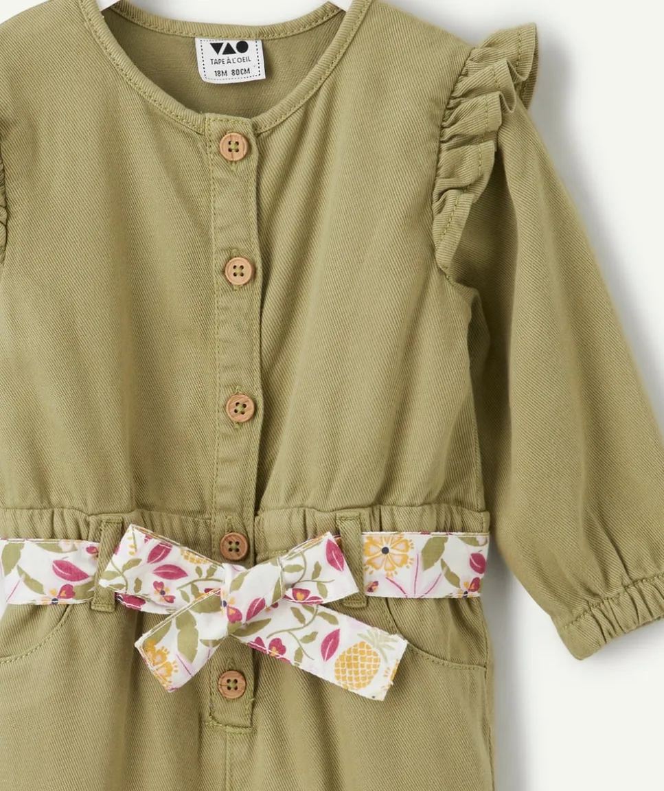 Combinaison bébé fille coton vert
