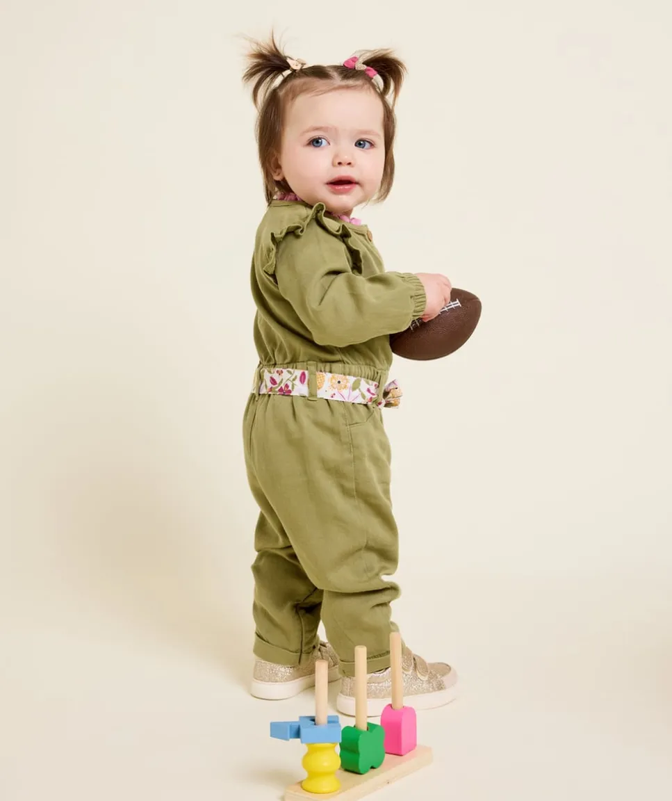 Combinaison bébé fille coton vert