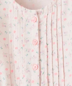 Combinaison bébé fille en coton bio rose avec imprimé fleuri