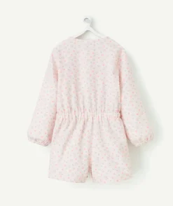 Combinaison bébé fille en coton bio rose avec imprimé fleuri