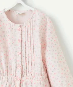 Combinaison bébé fille en coton bio rose avec imprimé fleuri