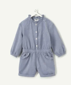 Combinaison bébé fille en velours bleu