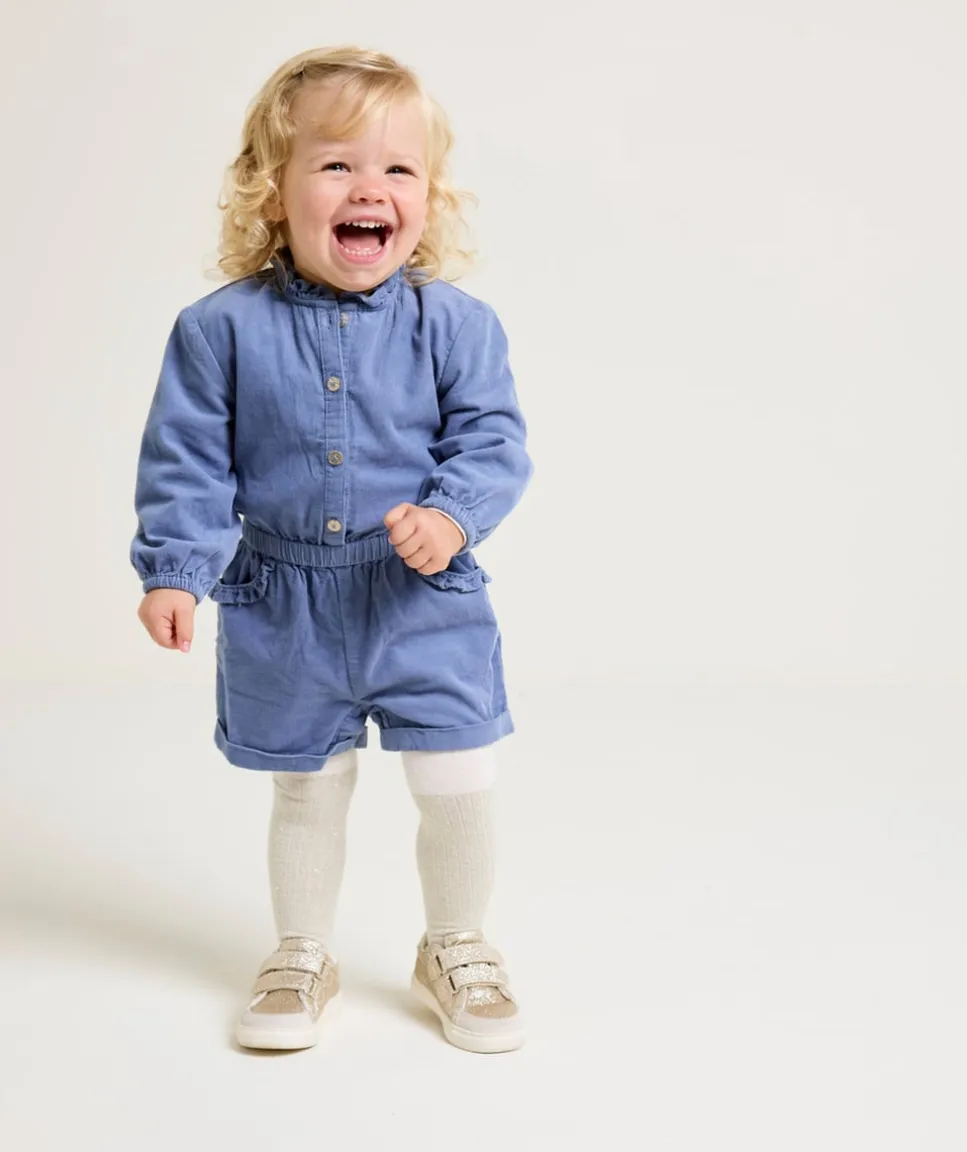 Combinaison bébé fille en velours bleu