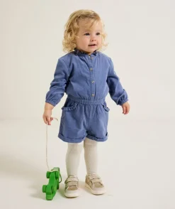 Combinaison bébé fille en velours bleu