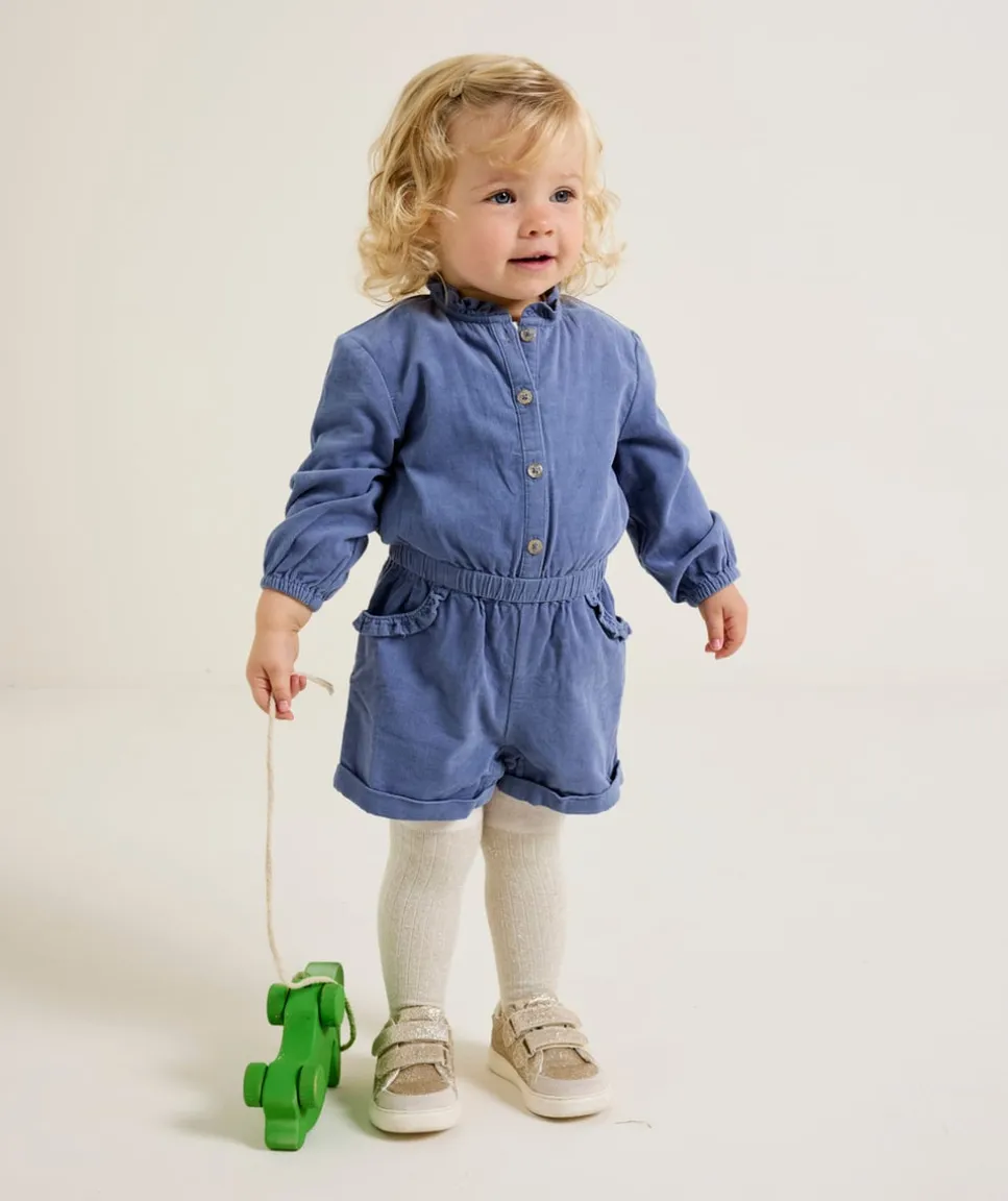 Combinaison bébé fille en velours bleu