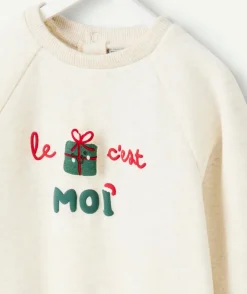 Combinaison bébé garçon crème imprimé message