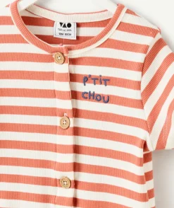 Combinaison bébé garçon rayée orange