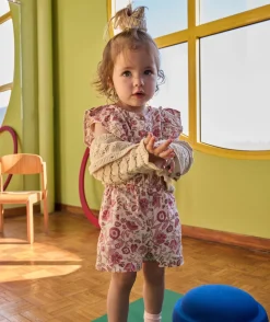 Combinaison courte bébé fille imprimé fleurs