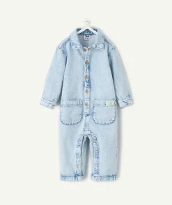 Combinaison denim bébé garçon bleu clair effet délavé