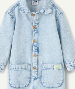 Combinaison denim bébé garçon bleu clair effet délavé