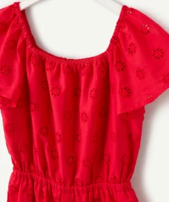 Combinaison fille broderie rouge