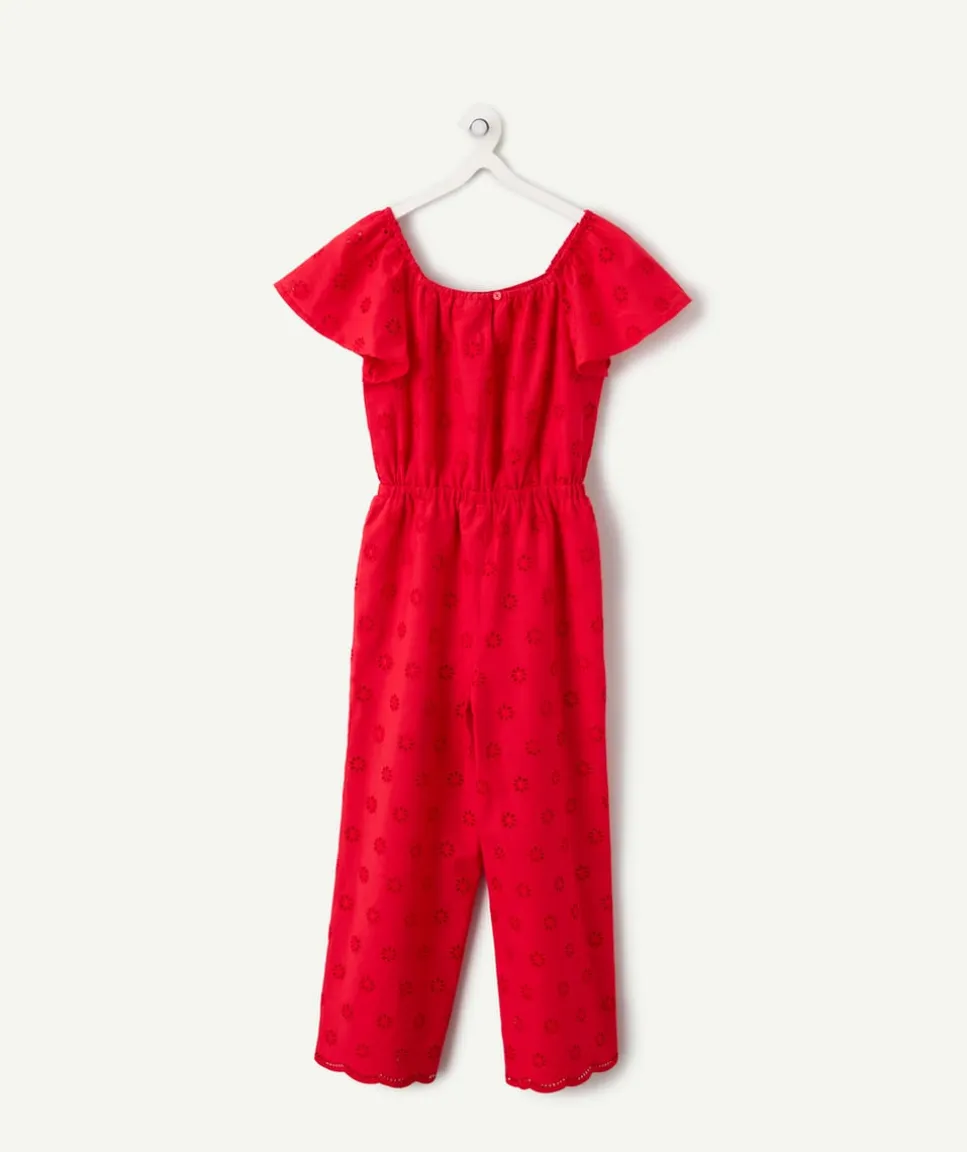 Combinaison fille broderie rouge