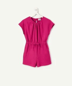 Combinaison fille coton couleur fuchsia