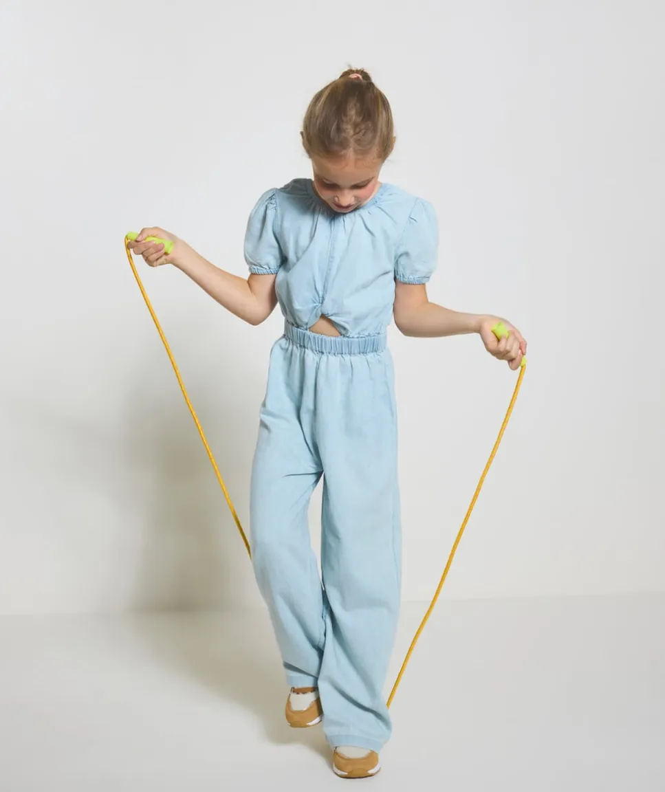 Combinaison fille denim bleu clair