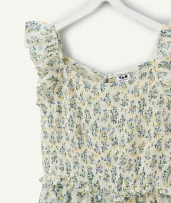 Combinaison fille imprimé fleuri smocké