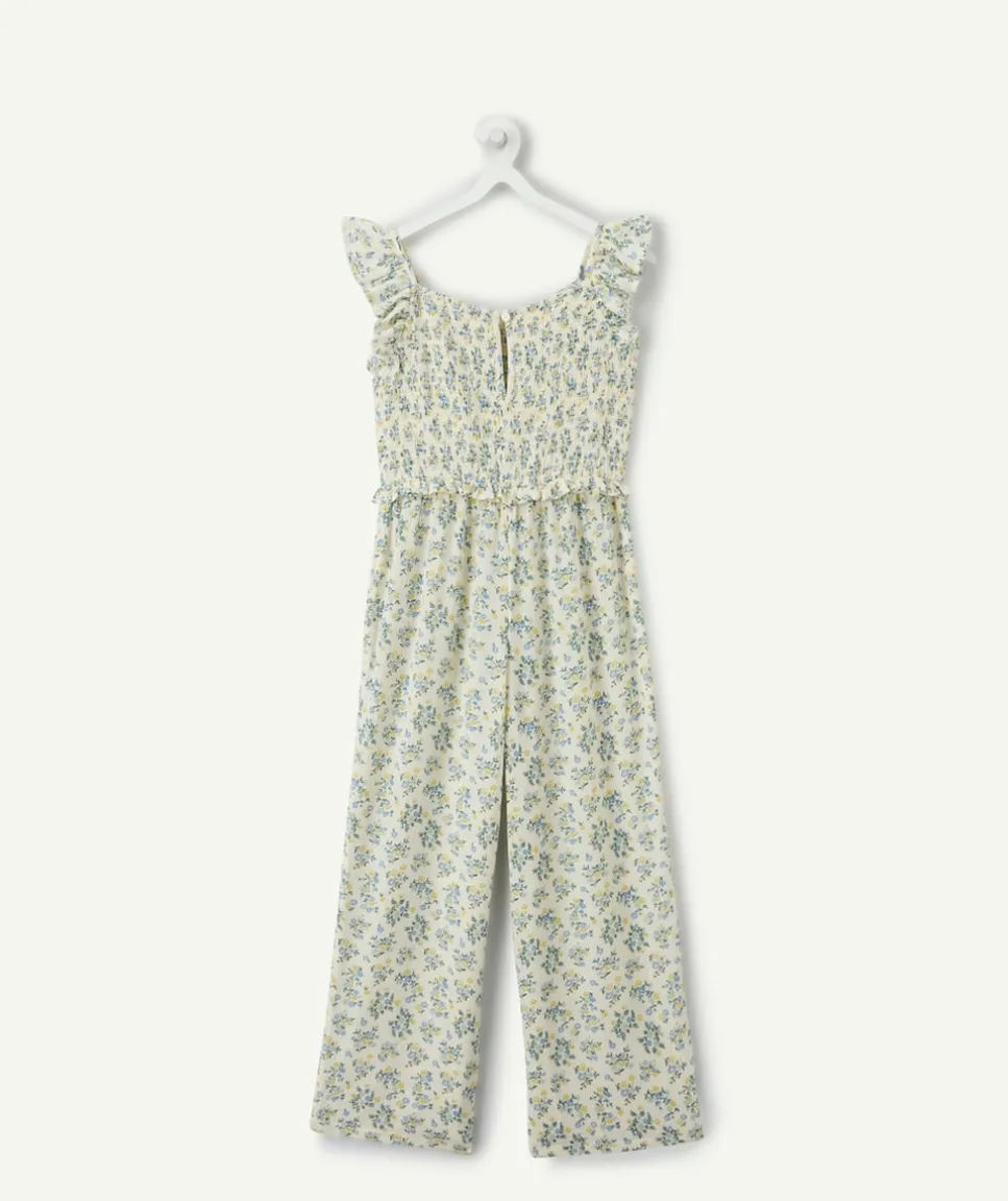 Combinaison fille imprimé fleuri smocké